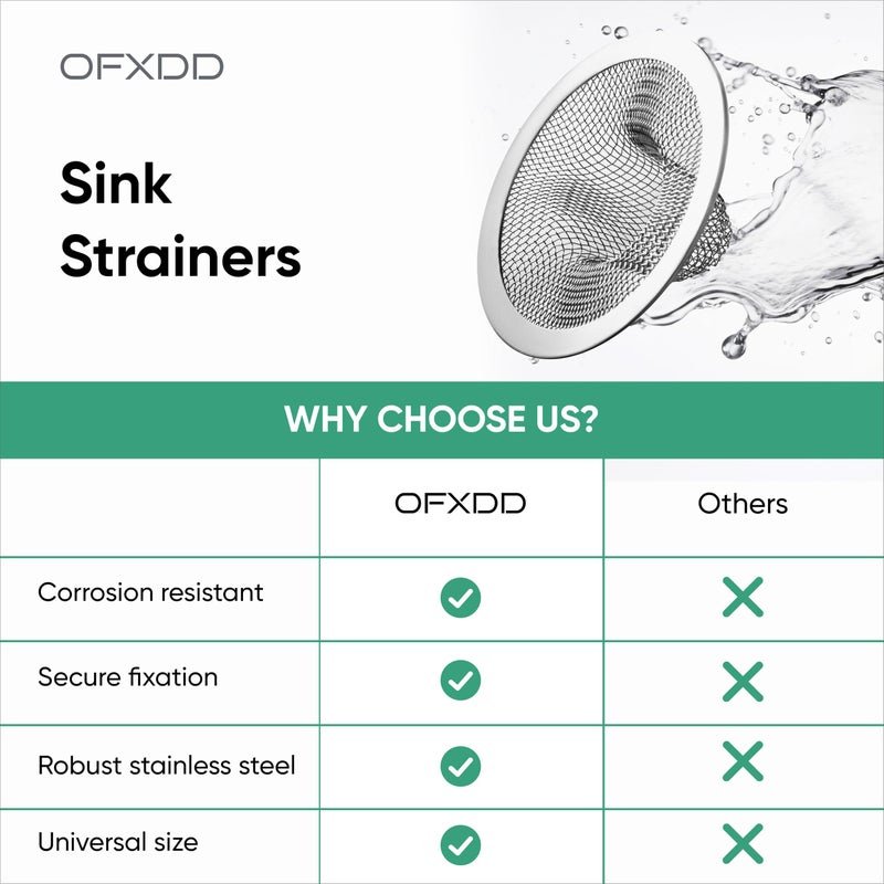 OFXDD Sink Strainer 3 Inch - Mesh Drain Hair Catcher for Bathtub - Kitchen Drain Catcher for Food, Waste, of Stainless Steel, 3 Pcs - Image 4